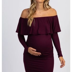 Pinkblush Purple Ruffle Maternity Dress